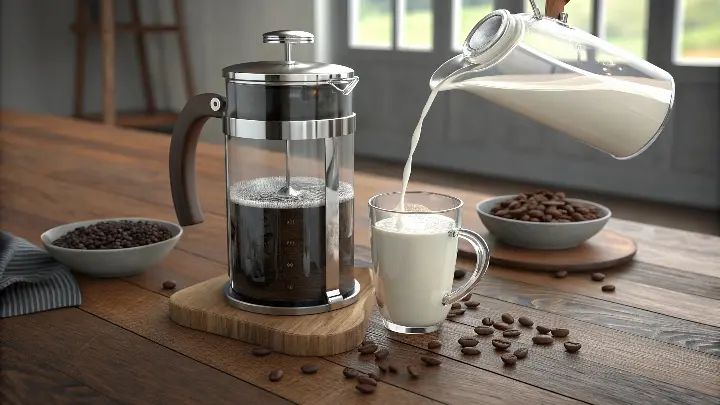 cup of cold milk into a french press