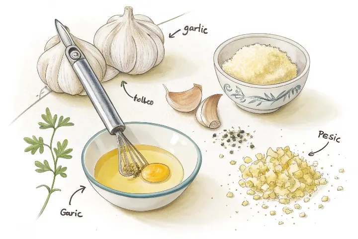 Crush the Garlic add egg