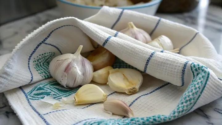 How to Peel Garlic with a Towel